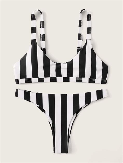 Pin On Mbf Striped Print Bikini S