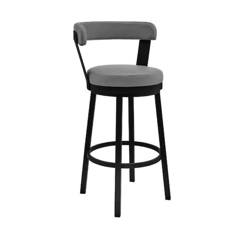 Benjara In Gray And Silver Low Back Metal Frame Bar Stool With Faux