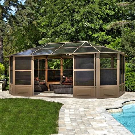 Gazebo Solarium Sunroom Sandgrey Backyard Gazebo Screened Gazebo