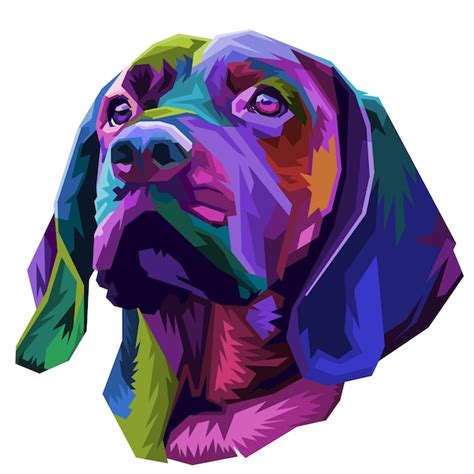 Cabeza De Perro Colorida En Estilo Pop Art Vector Premium