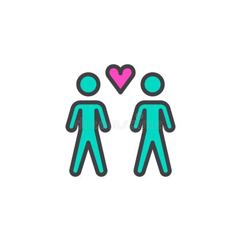 Loving Gay Couple Filled Outline Icon Stock Vector Illustration Of Pixel Human