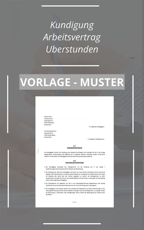 K Ndigung Arbeitsvertrag Berstunden Vorlage Muster