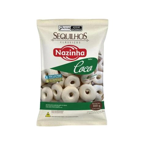 Sequilhos sabor coco Nazinha 300g Glúten Pra Quê Produtos sem Glúten