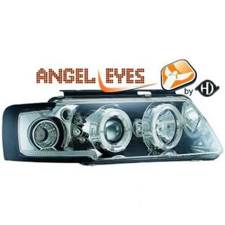 SET DE DEUX PHARES AVANT ANGEL EYES À FOND CHROME POUR TOUTES VW PASSAT