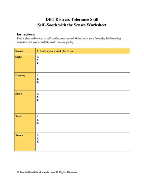 Distress Tolerance Worksheets Distress Tolerance Workshee