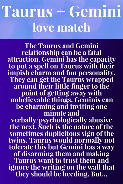 Taurus And Gemini Relationship Compatibility Love Match Numerologychartrelationships Gemini