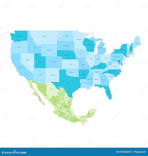 United States And Mexico Political Map Stock Illustration Illustration Of Michigan States