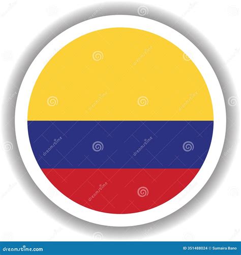 Columbia Flag Round Shape stock vector. Illustration of sticker - 351488024