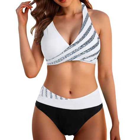 2 Piece Bikinis V Neck For Women Womens Adjustable Bikini Bra Shorts Swimsuit Split Beach
