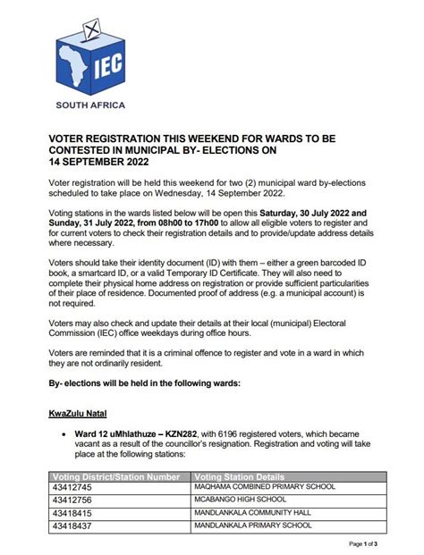 IEC South Africa On Twitter VOTER REGISTRATION THIS WEEKEND FOR WARDS