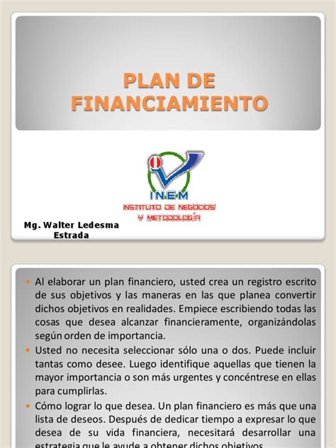 Plan De Financiamiento Pdf