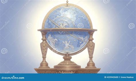 antique celestial globe hand drawing vintage style black  white clip