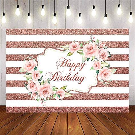 Avezano Rose Gold Happy Birthday Background Rose Gold Birthday Backdrop ...