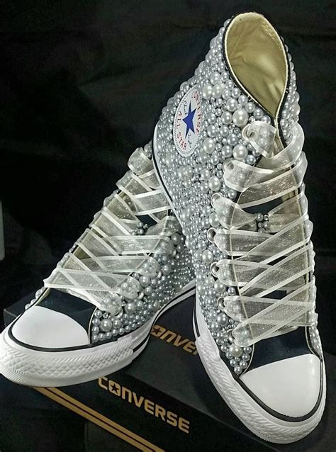 Bridal Converse Wedding Converse Bling Pearls Custom Converse