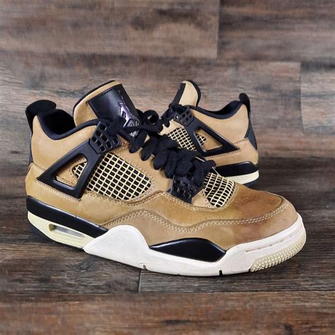 Nike Air Jordan 4 Iv Retro Womens Mushroom Fossil Brown White Black Shoes Size 9 Ebay