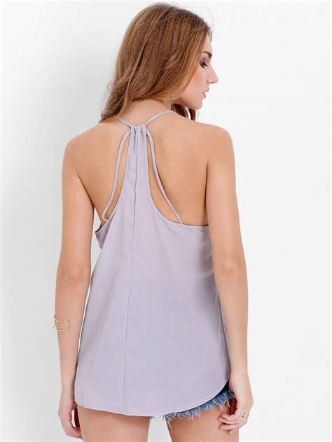 Grey Spaghetti Strap Loose Cami TopFor Women Romwe