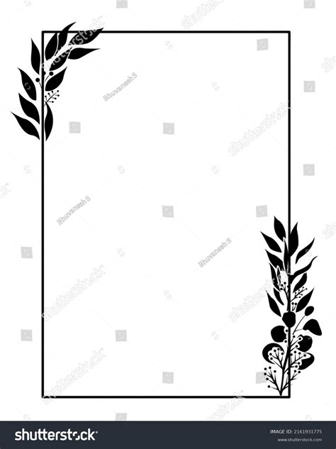 Floral Rectangular Frame Border Design Isolated Stock Vector Royalty