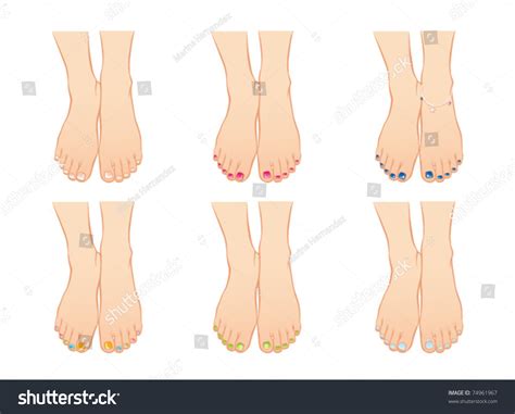 Feet Different Styles Pedicure Stock Vector (Royalty Free) 74961967