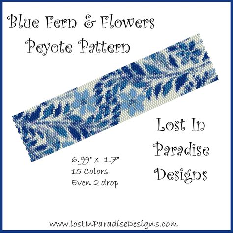 Blue Fern And Flower Peyote Pattern Lost In Paradise Designs