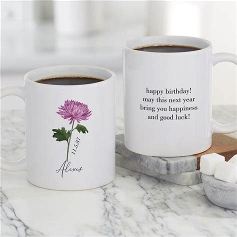 Birth Month Flower Personalized Coffee Mugs