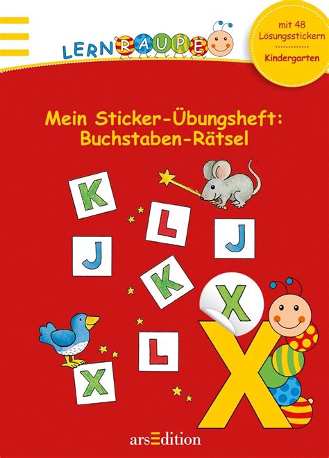 Kindergarten Lernraupe Mein Sticker Übungsheft Buchstaben Rätsel mit