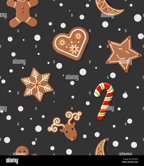 Seamless Texture Christmas Gingerbread Cookies Stock Vector Images Alamy