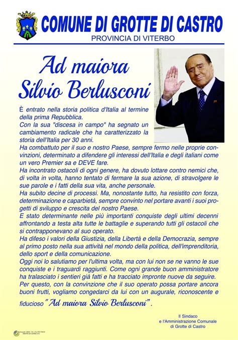 Morte Silvio Berlusconi Dalla Messa A Viterbo Ai Manifesti A Grotte Di