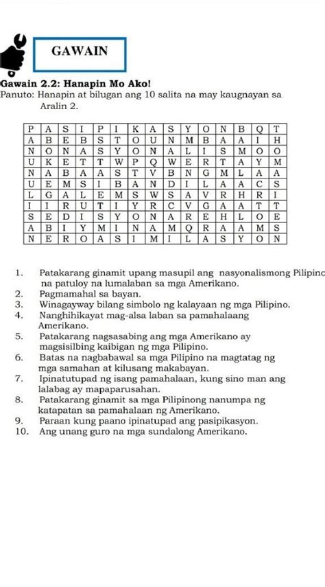 Gawain 2 2 Hanapin Mo Ako Panuto Hanapin At Bilugan Ang 10 Salita Na