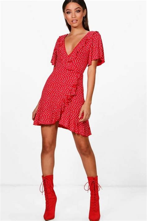 Ditsy Heart Tea Dress Boohoo Usa