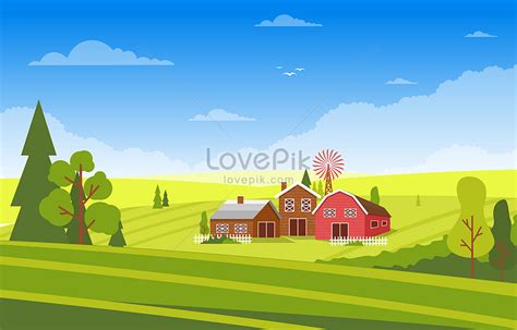 Field And Farm Rural Kalikasan Landscape Vector Larawan_Numero ng Ilustrasyon_Format ng larawan ...