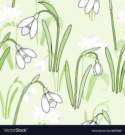 Seamless Pattern With Snowdrops Royalty Free Vector Image