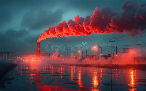 Industrial Landscape with Heavy Pollution Produced by Industrial Plant ...