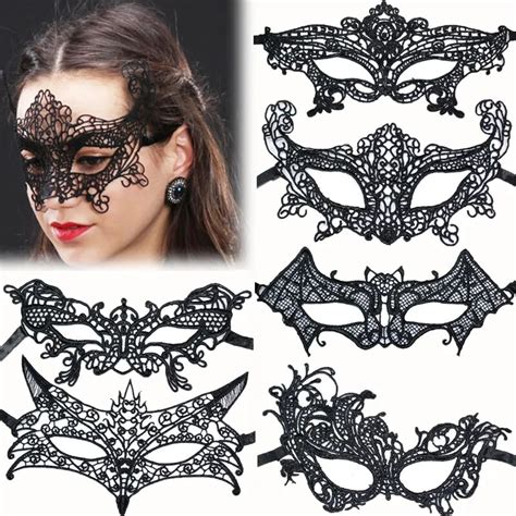 Sexy Women Hollow Lace Masquerade Face Mask Princess Black Cutout Prom