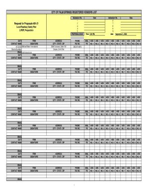 Fillable Online Rfp Lrsp Preparation Registered Vendor List Fax