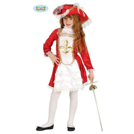 Costume Carnevale Moschettiera Bambina Anni Vestito Completo Di