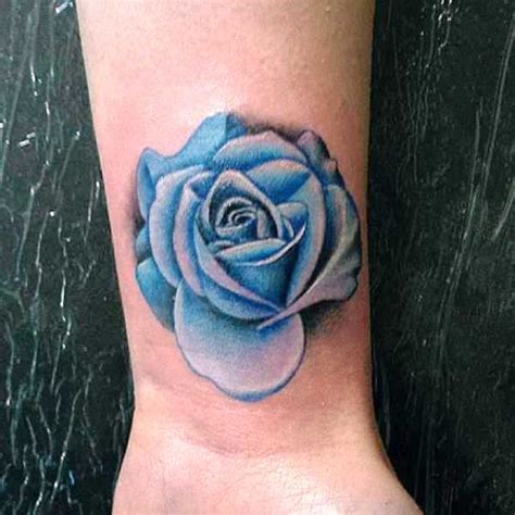 Elegant Blue Rose Wrist Tattoo Pics Wrist Tattoo Designs