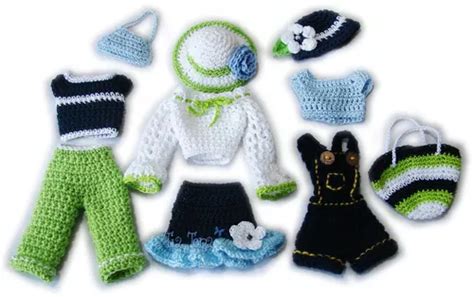 Nuevo Pack Ropa Mu Ecas Barbi Tejido Crochet Accesorios