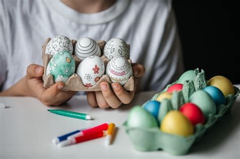 Premium Photo Painted Eggs With Different Colors