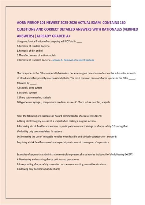 Study Guide For Aorn Perioperative Nursing 101