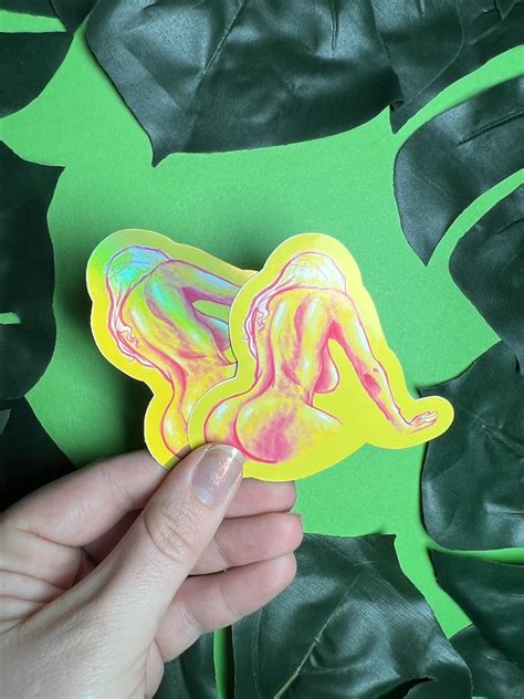 Booty Sticker Inch Nude Woman Butt Lady Vinyl Glossy Holographic Etsy