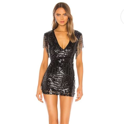 Superdown Dresses Carly Fringe Mini Dress In Black Sequin Small Superdown Worn Once Poshmark