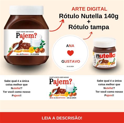 Rótulos Nutella para Daminha e Pajem Arte Digital Elo7