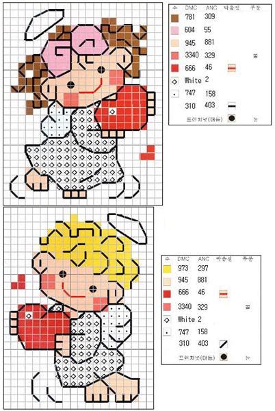 Schema Punto Croce Angioletti Cuoricini