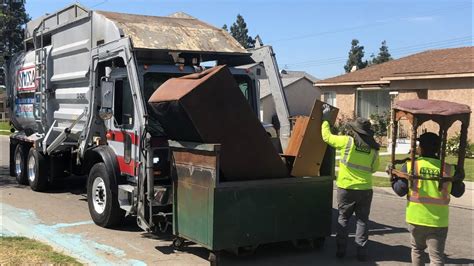 NASA Services Mack MRU Amrep Front Loader Garbage Truck On Bulky Waste