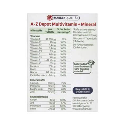 Altapharma A Z Depot Multivitamin Mineral Altapharma A Z