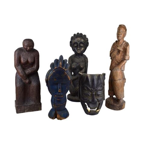 Sold Price Collection Of Five 5 Carved Wood African Figures August 3 0118 6 00 Pm Edt