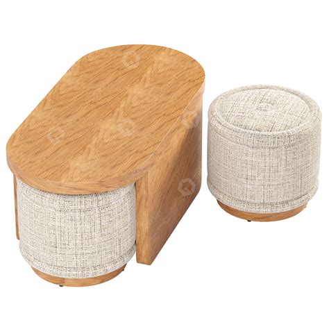 Coffee Table And Stools Crate Barrel Union Oval Nesting D Model