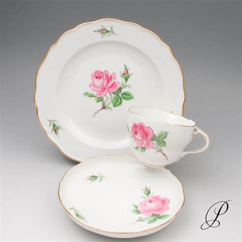 Kaffeegedeck Nr Meissen Im Dekor Rote Rose Porzellan Porcelain