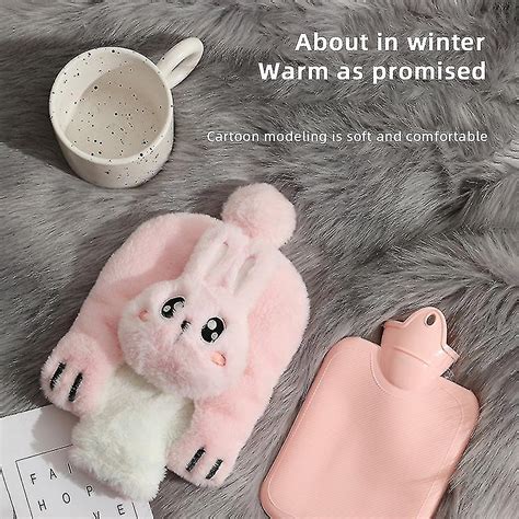 Ml Cute Hot Water Bottle Long Term Heat Pvc Hot Water Bag Bed Bottle With Fluffy Plush Cover
