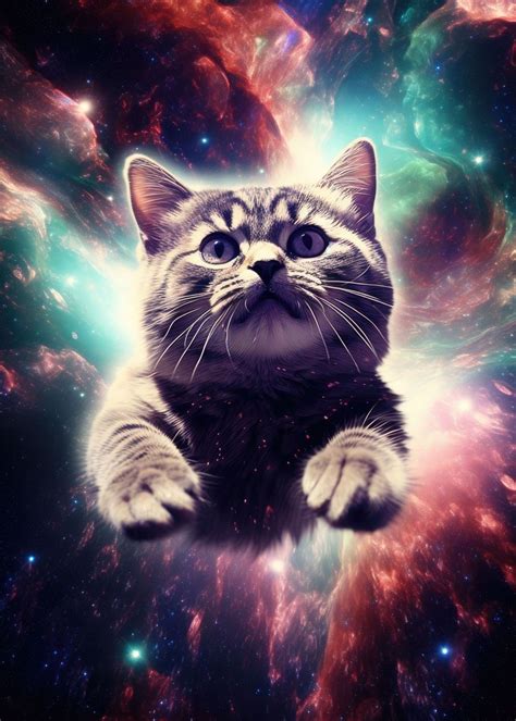 Cosmic Space Cat Poster Picture Metal Print Paint By Jan Displate